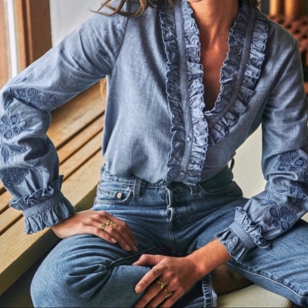 Sézane Kelly chambray blouse